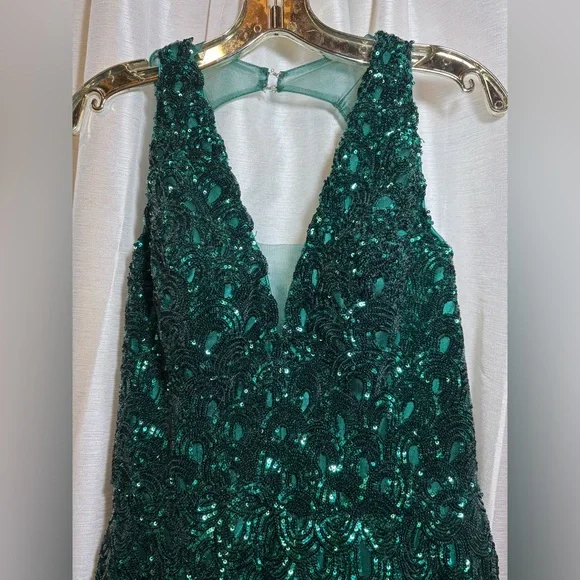 JVN Jovani 60641 Emerald Sequin Prom Ball Gown 6